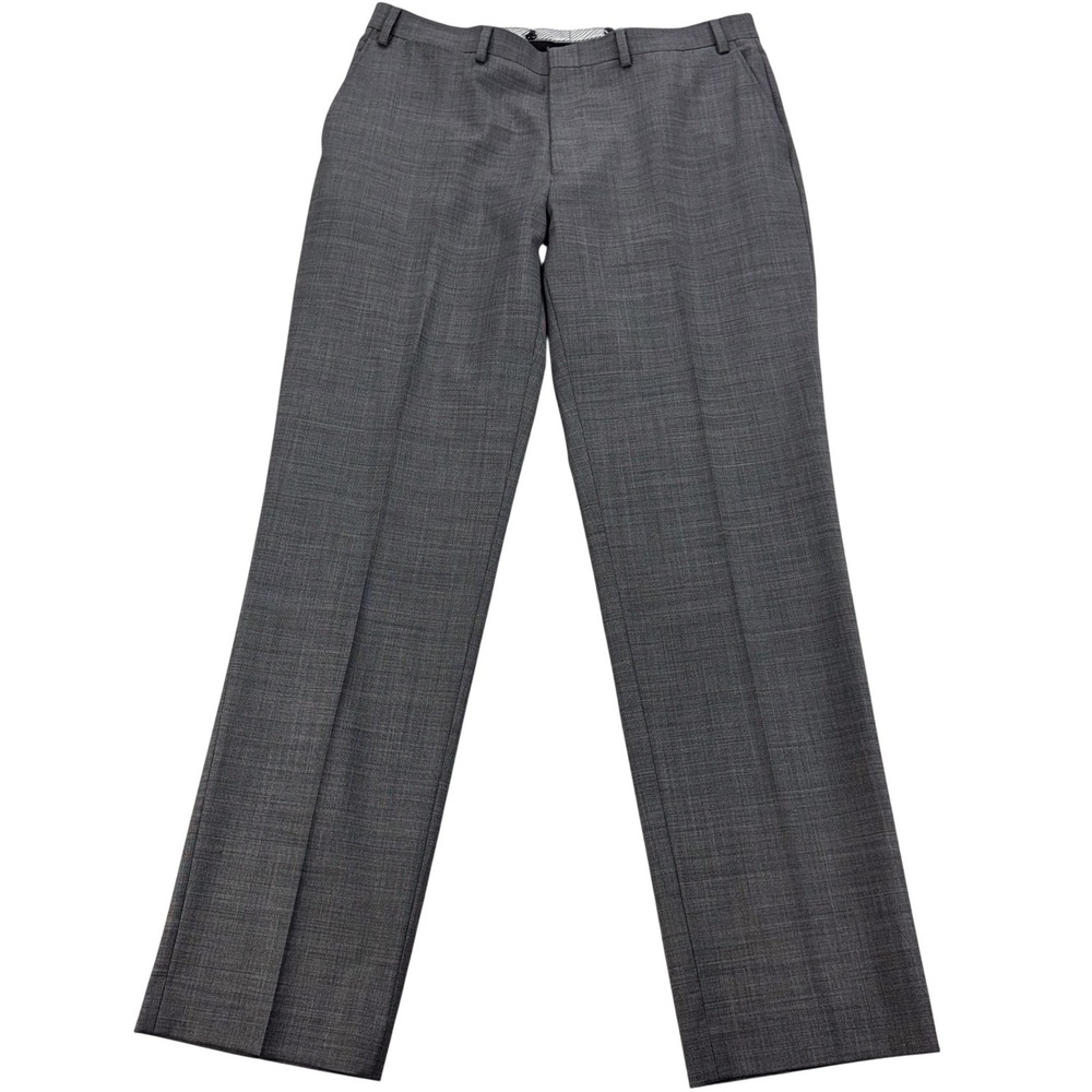 Crown & Ivy Dress Pants Mens 36x32 Gray Wool Blend Flat Front Classic Office